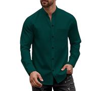 Camicia formale a maniche lunghe casual da uomo Cardigan da uomo in tinta unita con colletto rialzato abbottonato e maniche lunghe camicia casual camicetta da ufficio abbigliamento da lavoro morbido e
