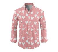 Camicia formale a maniche lunghe casual da uomo, vestibilità ampia, a maniche corte, con bottoni, da spiaggia, casual, da ufficio, da lavoro, morbida e confortevole, rosa, L