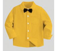 Camicia formale a maniche lunghe con colletto e papillon per ragazzi, stile gentleman per accademia, festa, matrimonio, regalo per le vacanze, top classico 6Y,8Y,10Y,4Y,5Y,14Y,12YA striscePoliestere