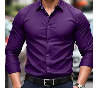 Camicia formale classica da uomo, camicia elegante a maniche lunghe con colletto button-down, best seller all'estero! Camicia slim fit blu navy che sblocca il fascino di stile, per l'autunno L,M,S,XLP