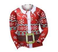 Camicia formale da lavoro semplice per uomo T-shirt da uomo Natale modello Babbo Natale girocollo abbigliamento stampa 3D sport quotidiani all'aperto stampa a maniche lunghe moda retrò moda atletica