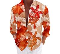 Camicia formale da uomo a maniche lunghe casual da uomo in tinta unita da spiaggia con fiori e abiti lunghi da uomo atletica sportiva da lavoro top, Arancione, 5XL