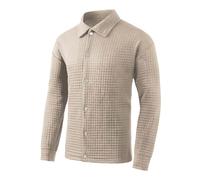 Camicia formale da uomo tinta unita da uomo casual a quadri con risvolto a bottoni a maniche lunghe top cardigan camicetta da ufficio abbigliamento da lavoro morbido e confortevole, cachi, XL