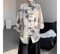 Camicia Giacca Cinese In Bambù Stampata Con Bottone A Filo Suit Larga Casual