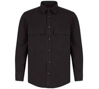 Camicia Giacca In Cotone Drill Khaki Nero O Blu Navy Overshirt Di Front Row