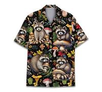 Camicia hawaiana aliena neon per uomo donna, camicia aliena con bottoni a maniche corte, alieno uomo hawaiano camicie M, Fungo Procione, XL