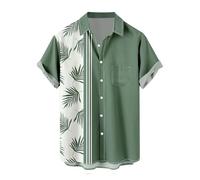 Camicia hawaiana da uomo a maniche corte, camicia da spiaggia con bottoni, stampa con palme al tramonto, camicia Aloha, leggera, vestibilità ampia, top estivo per vacanze estive per crociere, resort