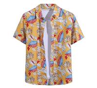 Camicia hawaiana da uomo, a maniche corte, casual, con bottoni, in cotone, stampa hawaiana, diversi colori, anni '70, abbigliamento da uomo, motivo floreale, estivo, spiaggia, palme, da spiaggia, da