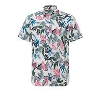 Camicia hawaiana da uomo, a maniche corte, con bottoni, per il tempo libero, camicia hawaiana, da uomo, M-XXL, colore bianco, a maniche corte, leggermente elastica, non aderente, F-bianco, L