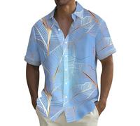 Camicia hawaiana da uomo, a maniche corte, da uomo, per il tempo libero, l'estate, le vacanze, i fiori, divertente, casual, da spiaggia, retrò, da uomo, a righe, con stampa a piume di pappagallo