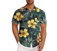 Camicia hawaiana da uomo, a maniche corte, da uomo, per il tempo libero, l'estate, le vacanze, i fiori, divertente, casual, da spiaggia, retrò, da uomo, a righe, con stampa a piume di pappagallo