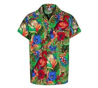 Camicia Hawaiana da Uomo, Camicia Hawaiana a Maniche Corte, Camiciotto Divertente - Camiciotto Brutto con Animali della Giungla, Camicie Funky Uomo per Addio al Celibato - Accessori Addio al Celibato