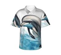 Camicia hawaiana da uomo con delfino oceano che ti guarda, a maniche corte, tropicale, vacanze, spiaggia, camicie casual, abbigliamento estivo, Nero, M
