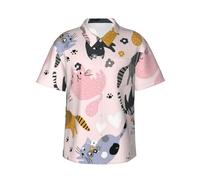 Camicia hawaiana da uomo con gattini e gatti, motivo floreale, taglia L, Come mostrato, 3XL