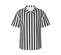 Camicia hawaiana da uomo con stampa a righe bianche e nere, a maniche corte, abbottonatura per le vacanze, camicie estive da uomo, Nero , S