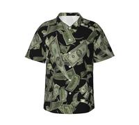 Camicia hawaiana da uomo con stampa con simbolo del dollaro, camicie tropicali, adatta per vacanze al mare e gite estive, Nero , L