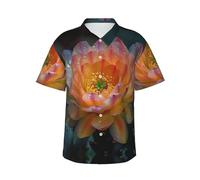 Camicia hawaiana da uomo con stampa floreale di cactus, camicie estive casual, essenziali per le vacanze in spiaggia tropicale, Nero , 3XL