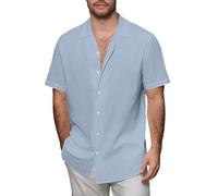 Camicia hawaiana da uomo estiva, Guayabera cubana, T-shirt in lino di cotone, camicie a blocchi di colore a maniche corte, top tropicale, 3XL