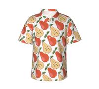 Camicia hawaiana da uomo - Graziosa camicia da spiaggia a maniche corte con bottoni tropicali con foglie rosse e verdi, Nero, L