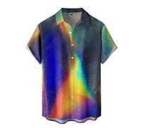 Camicia hawaiana da uomo, per il tempo libero, da lavoro, alla moda, con motivo, per la corsa, per adolescenti, retrò, oversize, maglietta hawaiana, da uomo, in cotone, per coppie, Nero #7., 3XL