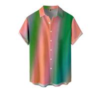 Camicia hawaiana da uomo, per il tempo libero, da lavoro, alla moda, con motivo, per la corsa, per adolescenti, retrò, oversize, maglietta hawaiana, da uomo, in cotone, per coppie, Verde #9., M