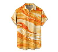 Camicia hawaiana da uomo, per il tempo libero, da lavoro, alla moda, con motivo, per la corsa, per adolescenti, retrò, oversize, maglietta hawaiana, da uomo, in cotone, per coppie, Giallo #9, XXL