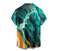 Camicia hawaiana da uomo, per il tempo libero, da lavoro, alla moda, con motivo, per la corsa, per adolescenti, retrò, oversize, maglietta hawaiana, da uomo, in cotone, per coppie, Marina #8, XL