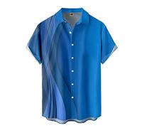 Camicia hawaiana da uomo, per il tempo libero, da lavoro, alla moda, con motivo, per la corsa, per adolescenti, retrò, oversize, maglietta hawaiana, da uomo, in cotone, per coppie, Blu #9., M