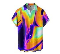 Camicia hawaiana da uomo, per il tempo libero, da lavoro, alla moda, con motivo, per la corsa, per adolescenti, retrò, oversize, maglietta hawaiana, da uomo, in cotone, per coppie, Giallo #7., L