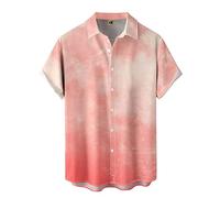 Camicia hawaiana da uomo, per il tempo libero, da lavoro, alla moda, con motivo, per la corsa, per adolescenti, retrò, oversize, maglietta hawaiana, da uomo, in cotone, per coppie, Rosso anguria #8