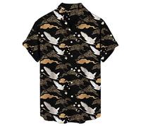 Camicia hawaiana da uomo per vacanze da spiaggia top abito a maniche corte camicetta vacanza abbottonatura camicia hawaiana estiva leggera stampa top, Marina Militare, L
