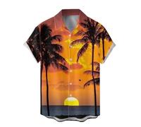 Camicia hawaiana estiva da uomo a maniche corte da crociera tropicale caraibica abbottonata camicie fenicottero palma hawaiana divertente grafica alla moda risvolto spiaggia casual cubano bowling