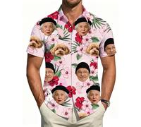 Camicia Hawaiana Personalizzata Con Foto Del Viso Camicia Maniche Corte Uomo Donna Personalizzato Casual Maglietta Hawai Personalizzate Spiaggia Vacanza Regalo Personalizzabile per Amico Marito