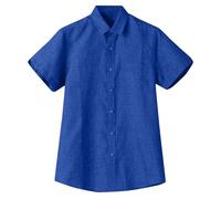 Camicia Hawaiana Uomo Elegante Camicia Estiva Uomo Maniche Corte Casual Colore Puro Fantasia Elasticizzata Slim Fit Estivi Bottoni Maglietta in Lino Dimostrare Carisma I Miei Ordini 2#Blu XXL