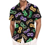 Camicia hippie da uomo Decenni Button Down Disco Party Costume Regular Fit Casual Masquerade Manica Corta Costume di Carnevale Comfort Classico Uomo Streetwear, #01-01, L