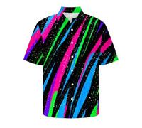 Camicia Hippie Uomo, Camicia a Maniche Corte Stampata in 3D da Uomo Casual per Le Vacanze e la Moda in Riva al Mare