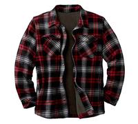 Camicia imbottita da uomo, in flanella, a quadri, spessa, in flanella, foderata in pile, giacche scozzesi occidentali, abbigliamento termico invernale, mini cappotti a quadri, vino, XXX-Large