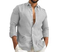 Camicia in canapa di cotone da uomo in tinta unita camicia a maniche lunghe estiva casual da uomo comoda e morbida camicia per le vacanze con tasca con bottoni Top traspirante Top leggero per le