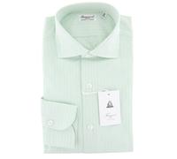 Camicia In Cotone A Righe Verdi Finamore Napoli - Slim - (E7)