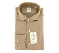 Camicia In Cotone Marrone Solido Extra Slim Finamore Napoli - (F8)
