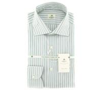 Camicia In Cotone Verde A Righe Luigi Borrelli - Extra Slim - 15.75/40 - (7K)