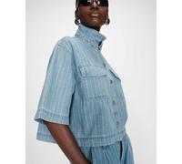 Camicia in denim a maniche corte a righe VITA Blu 0(XS) A righe