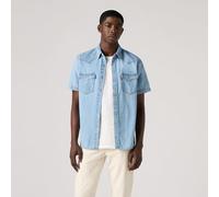 Camicia in denim a maniche corte Western Blu S Tinta unita