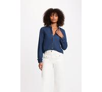 Camicia in denim con colletto alla coreana Blu 46 (IT) - 42 (FR) Tinta unita