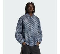 adidas Originals - Camicia in denim blu indaco con monogrammi XL