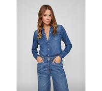 Camicia in denim, maniche lunghe Blu S Tinta unita