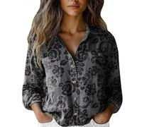 Camicia in flanella da donna 2025 Natale a maniche lunghe da donna in cotone stampato moda button down camicie casual top a maniche lunghe camicetta colorata t-shirt da donna, Marina Militare, XXL