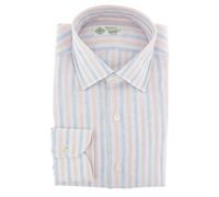 Camicia In Lino A Righe Rosa Luigi Borrelli - Slim - 15,75/40 - (ZW)