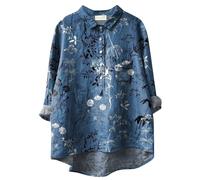 Camicia in Lino da Donna a Maniche Corte Estiva Camicette e Bluse Eleganti e Chic in Cotone e Lino Ample Tinta Unita Top Casual a Maniche Corte T-Shirt Tunica a Grande Taglia Comoda e Traspirante