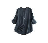 Camicia in Lino da Donna Camicia da Donna in Puro Lino, Manica Morbida, Lucida, Semplice e Artistica, con Colletto rialzato, Protezione Solare a Tre Quarti per Daily(Color04)